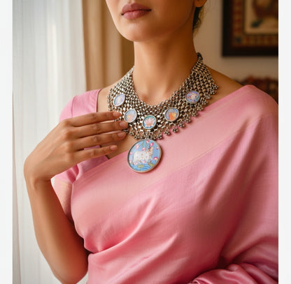Beautiful Designer Painting Mix Jaal Patta Neckpiece