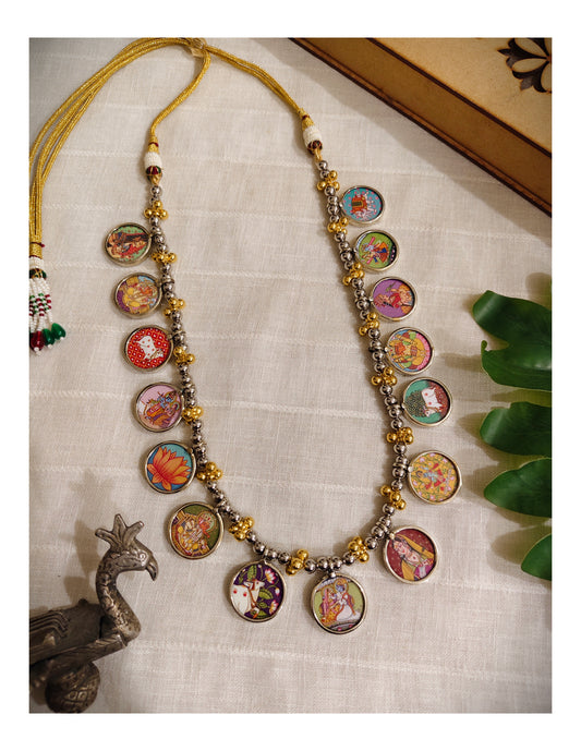 Beautiful Designer Painting Mix Dual Tone Necklace