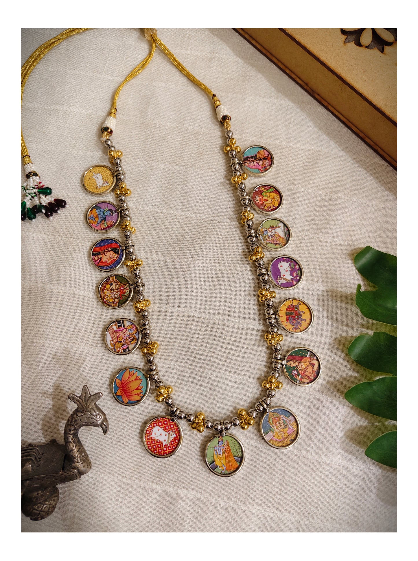 Beautiful Designer Painting Mix Dual Tone Necklace