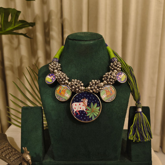 Beautiful Designer Painting With Ghungroo Ball & Handmade Dori Neckpiece