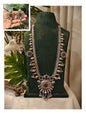 Beautiful Designer Kolhapuri Stone Embedded Long Necklace With Earrings