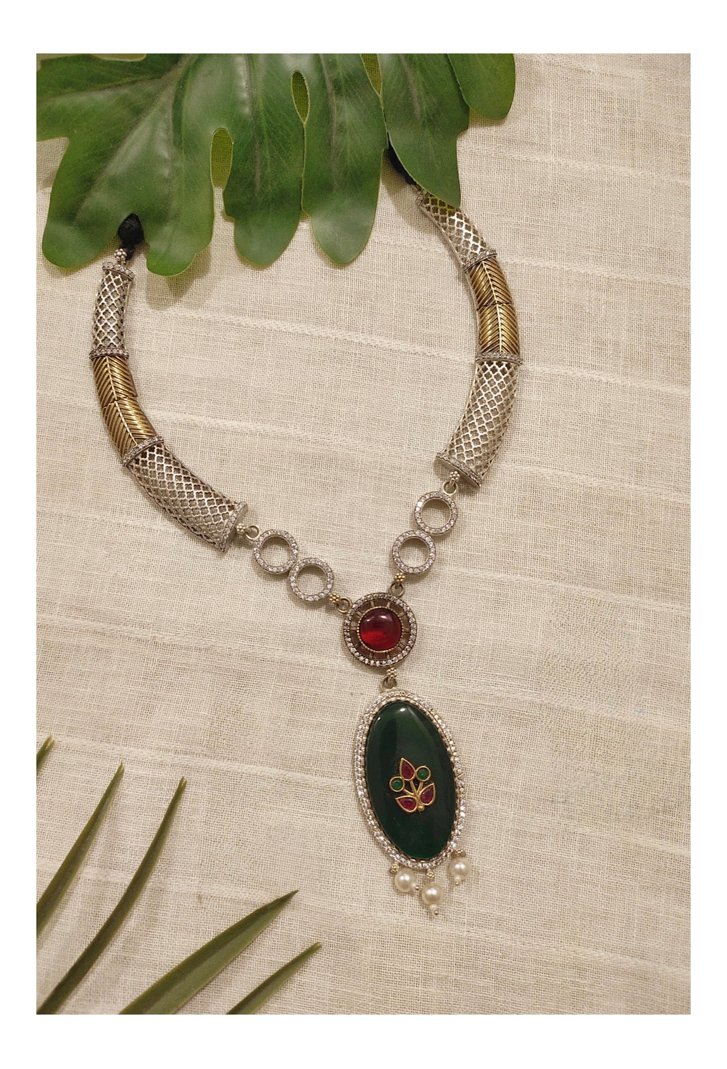 Beautiful Designer Stone Embedded Hasli Style Necklace