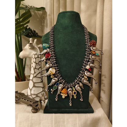 Beautiful Designer Peacock Necklace With Charms Mix Latkan