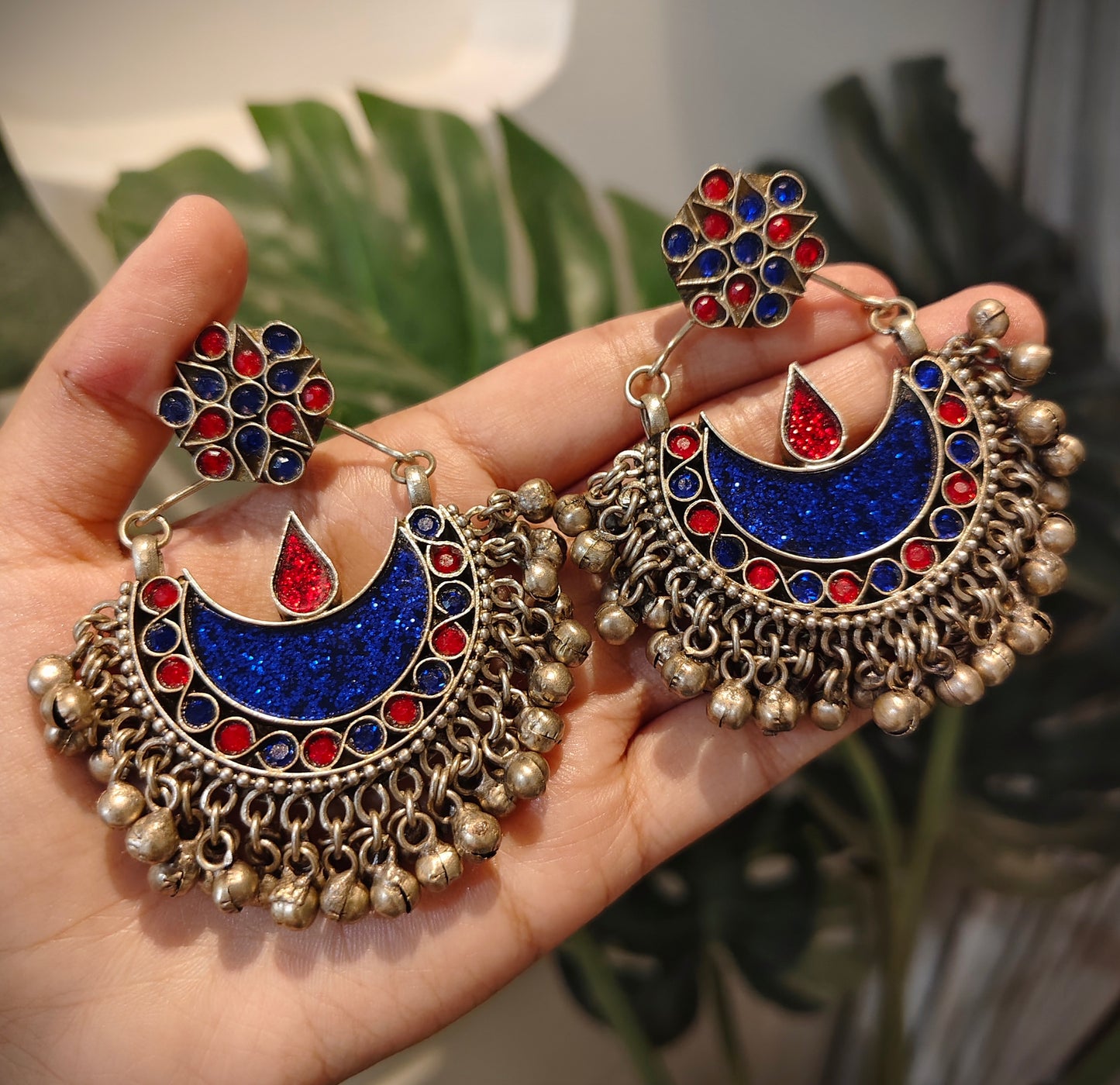 Beautiful Vintage Afghani Chaand Stone Embedded Pendant Necklace