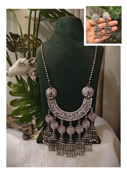 Beautiful Designer Chaand Pendant With Latkan Long Necklace And Earrings