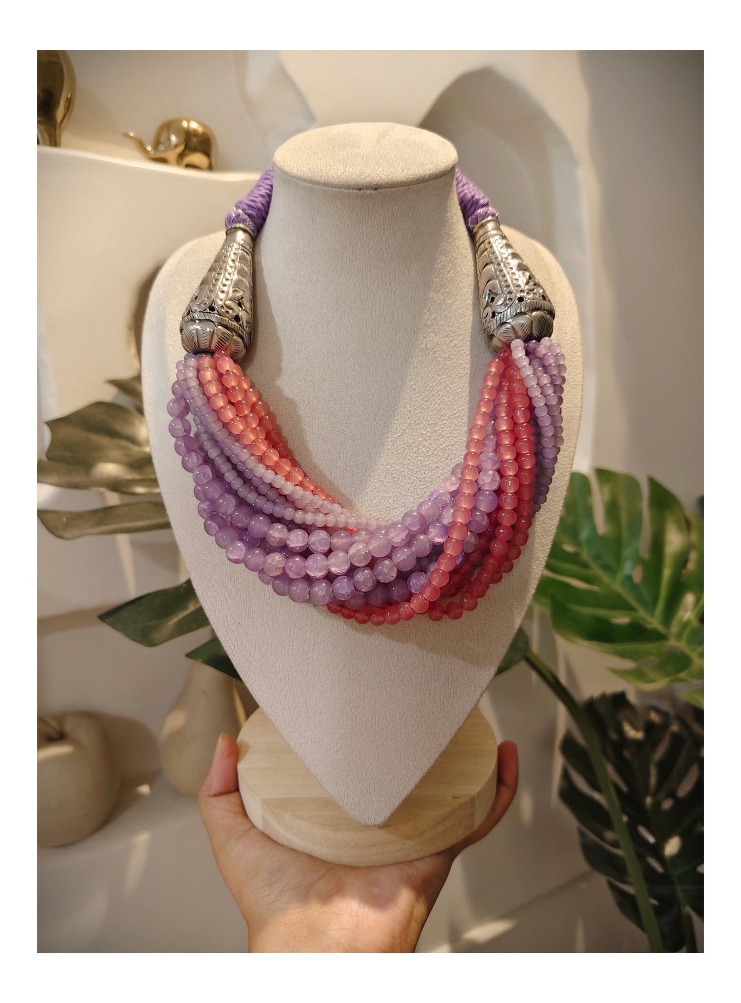 Beautiful Designer Twisted Beads Statement Necklace