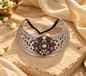 Beautiful Designer Chitai Work Kempstone Pendant Neckpiece