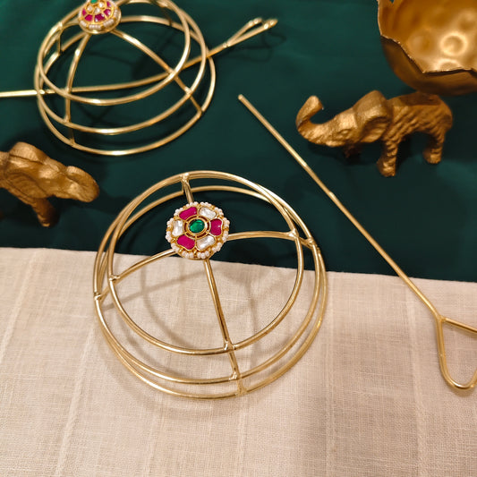 Beautiful Designer Statement Golden Hair Bun Cage Holder Each Pc