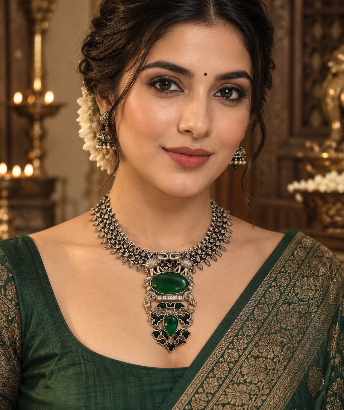 Beautiful Designer Stone Embedded Pendant Neckpiece (no earrings)