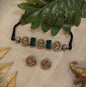 Beautiful Designer Stone Embedded Dual Tone Choker With Earrings