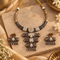 Beautiful Designer Dual Tone Ahemdabadi Kundan Detailing Neckpiece With Earrings