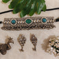 Beautiful Designer Stone Embedded Choker With Earrings