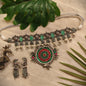 Beautiful Designer Stone Embedded Pendant Choker With Earrings
