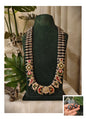 Beautiful Designer Ahmedabadi Pachhi Kundan Detailing Long Necklace With Earrings