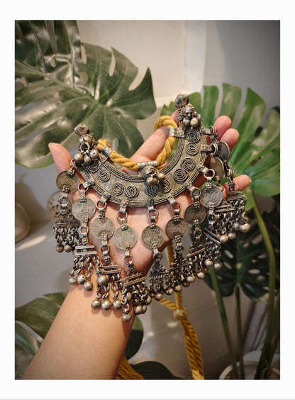 Beautiful Tribal Chaand Necklace With Handmade Dori