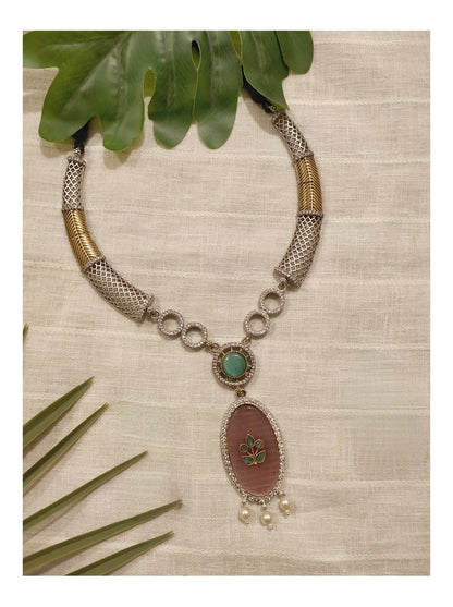 Beautiful Designer Stone Embedded Hasli Style Necklace