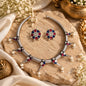 Beautiful Designer Kempstone Peacock Hasli With Earrings