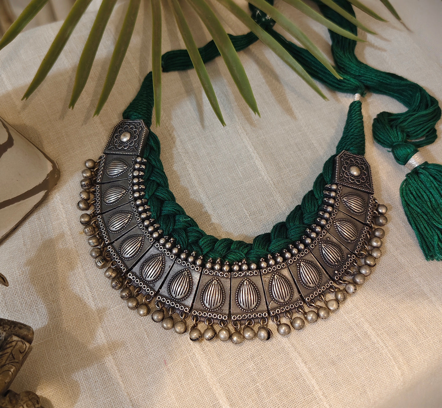 Beautiful Designer Color Dori Badaam Neckpiece With Ghungroo Latkan