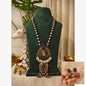 Beautiful Designer Dual Tone Stone Embedded Pendant Necklace With Earrings