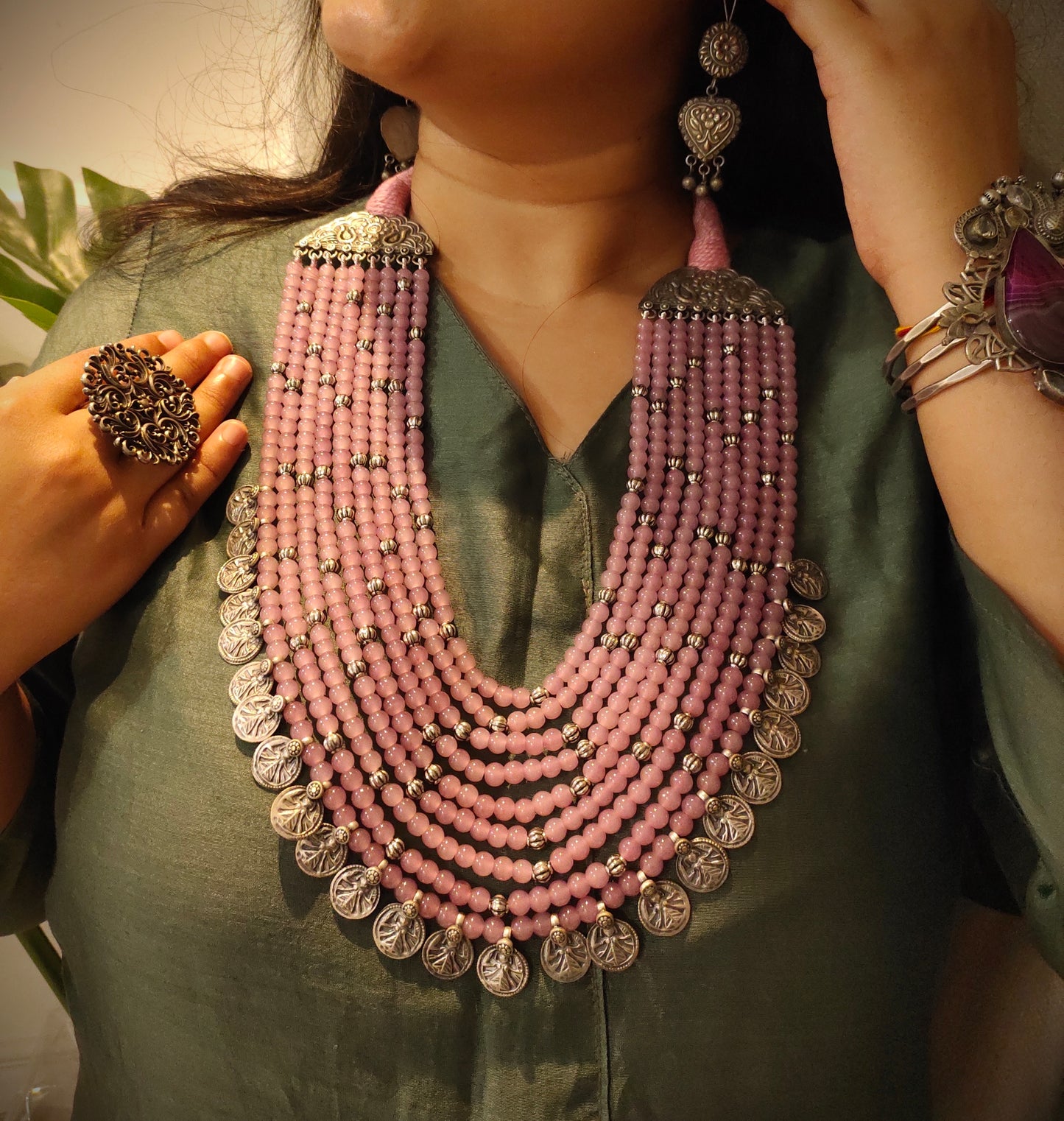 Beautiful Designer Layered Beaded Paatri Necklace