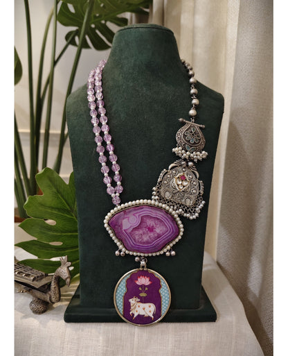 Beautiful Designer Painting & Natural Stone Stylish Necklace