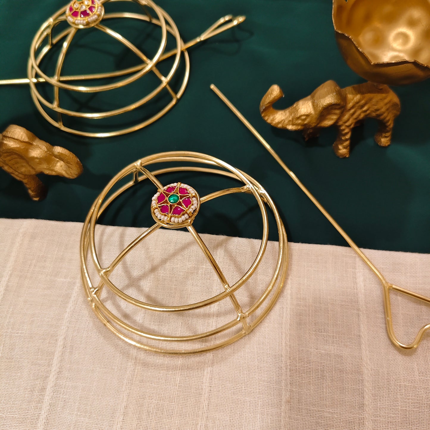 Beautiful Designer Statement Golden Hair Bun Cage Holder Each Pc