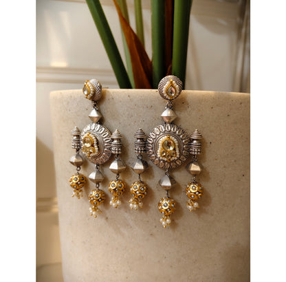 Beautiful Designer Kundan Detailing Long Earrings