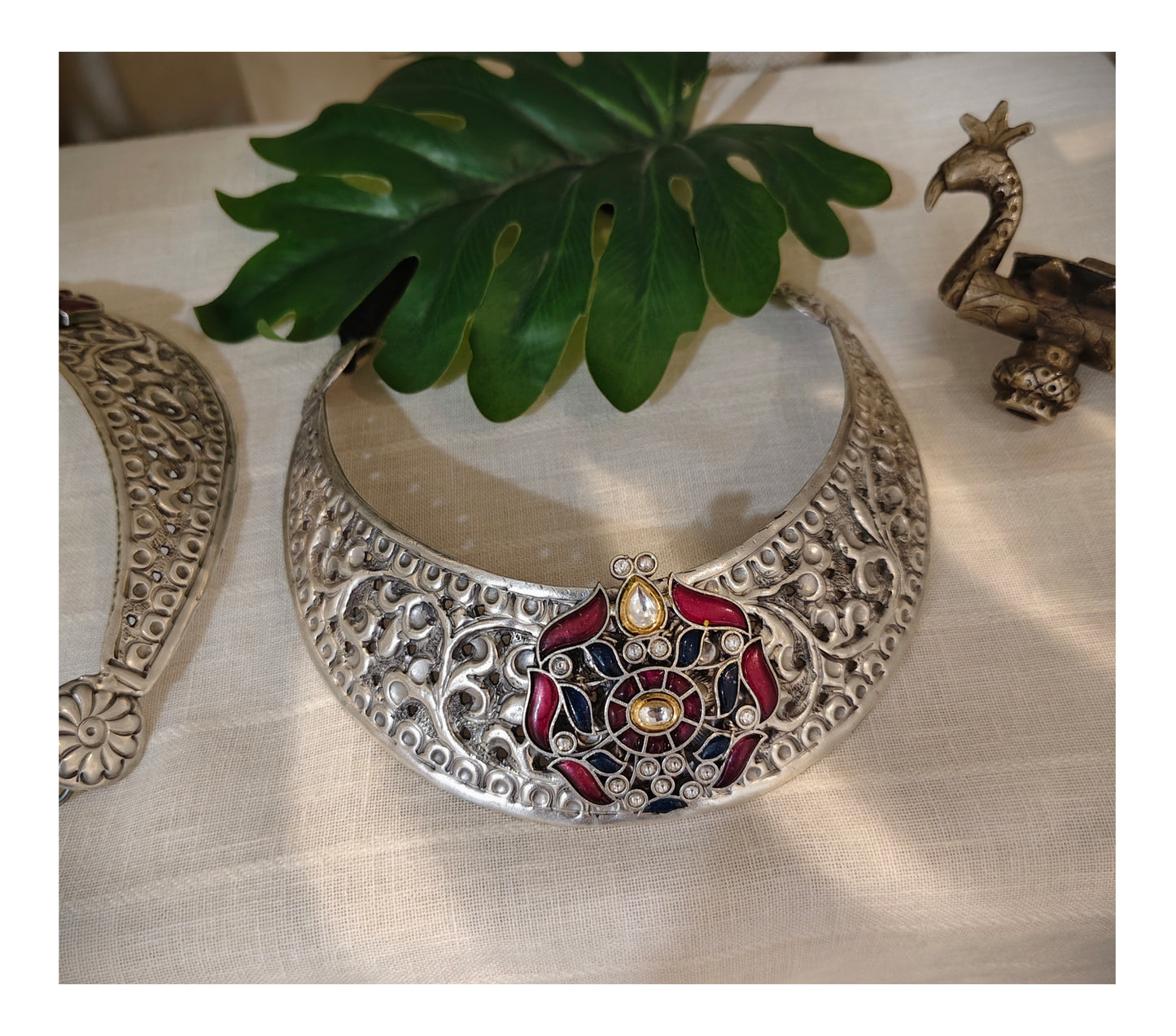 Beautiful Designer Kempstone Detailing Chitai Work Neckpiece