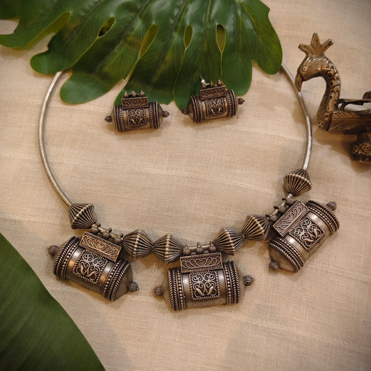 Beautiful Designer Brass Hasli With Earrings