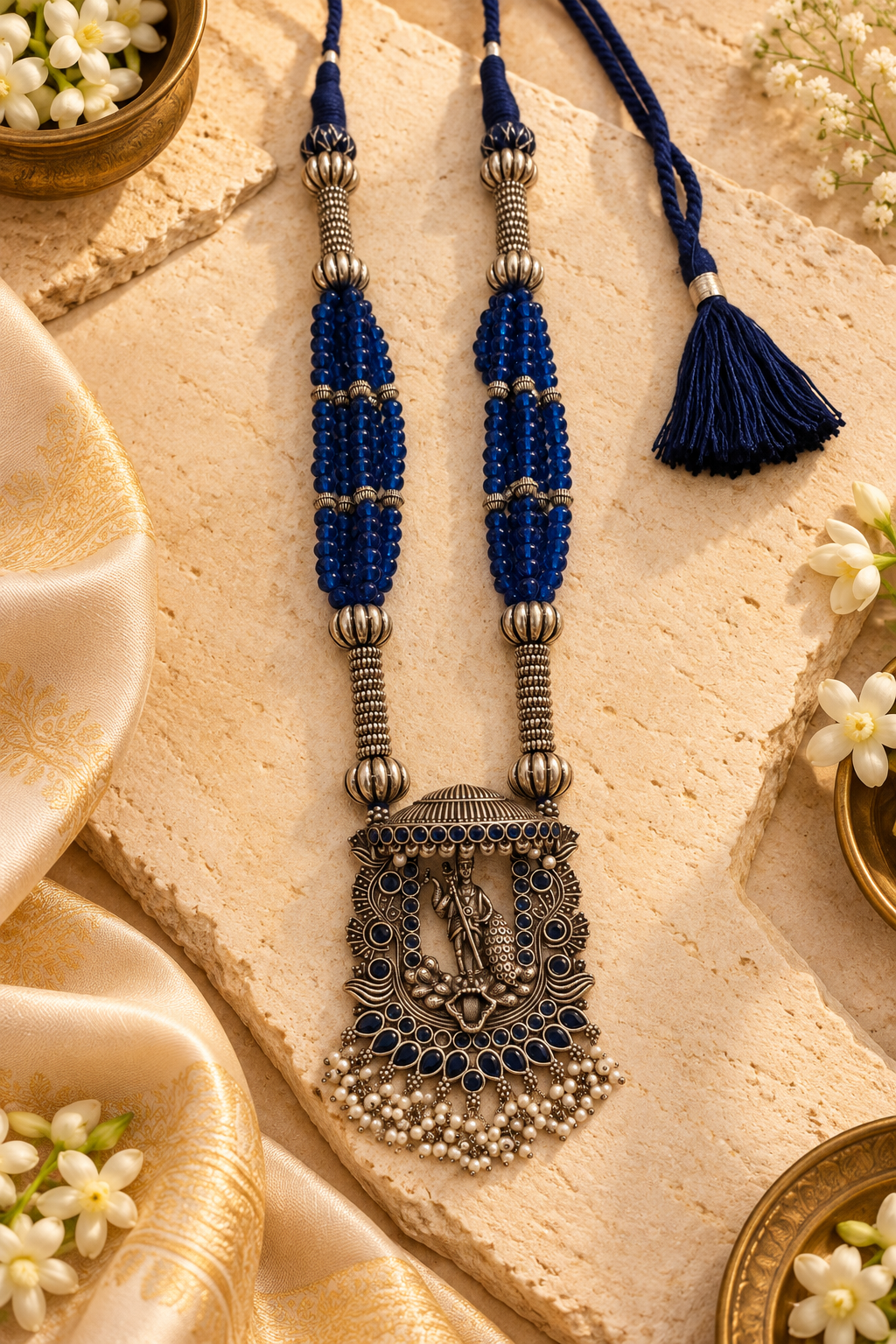 Beautiful Designer Stone Embedded Pendant Beaded Necklace