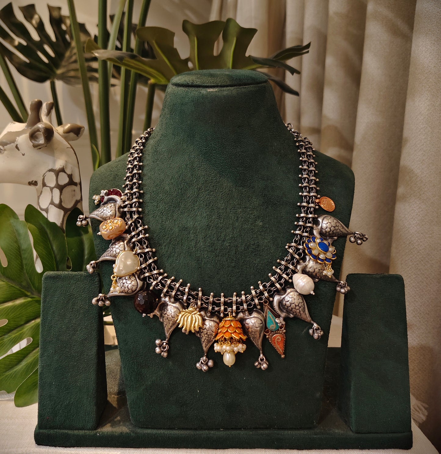 Beautiful Designer Peacock And Charms Necklace