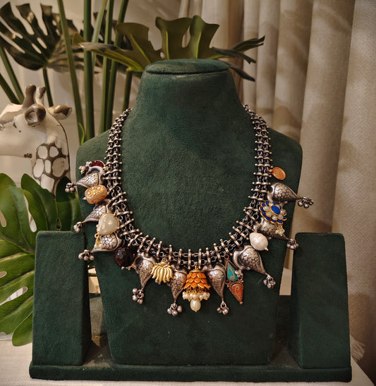 Beautiful Designer Peacock And Charms Necklace