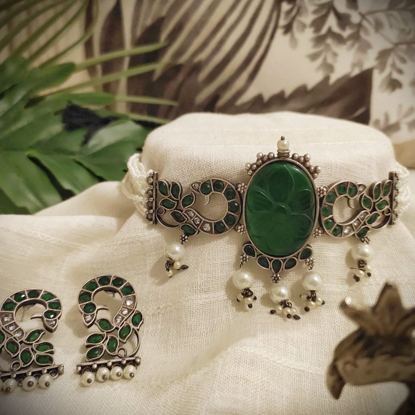 Beautiful Designer Peacock Choker With Earrings