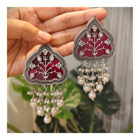 Beautiful Designer Jaal Big Earrings With Latkan