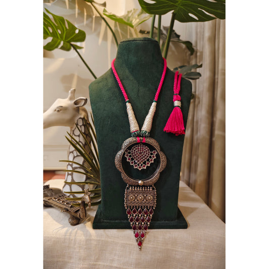 Beautiful Designer Stone Embedded Long Pendant Necklace