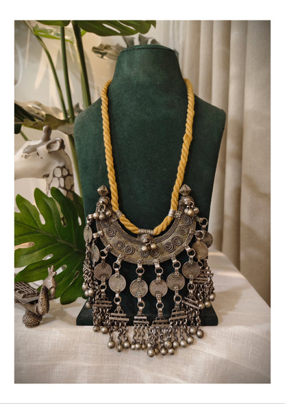 Beautiful Tribal Chaand Necklace With Handmade Dori