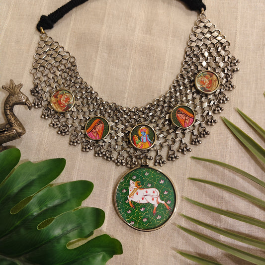 Beautiful Designer Painting Mix Jaal Patta Neckpiece