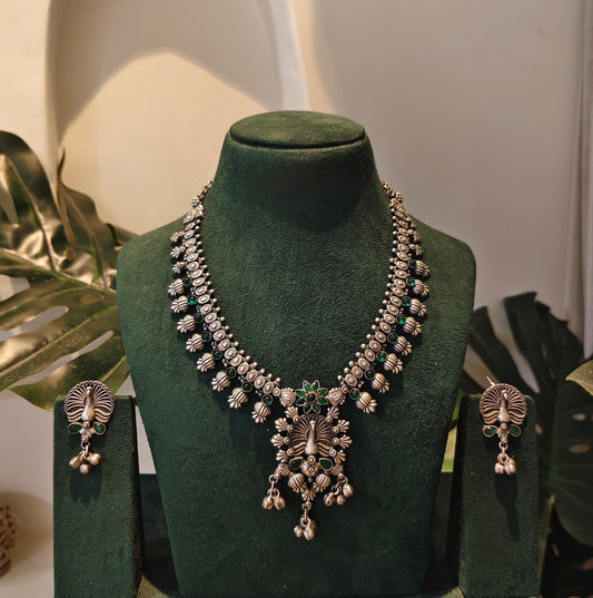 Beautiful Designer Stone Embedded Kolhapuri Necklace With Earrings
