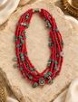 Beautiful Designer Coral Beads With Charms Mix Layered Chunky Gypsy Necklace