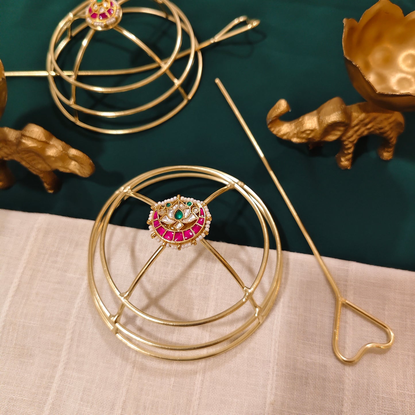 Beautiful Designer Statement Golden Hair Bun Cage Holder Each Pc
