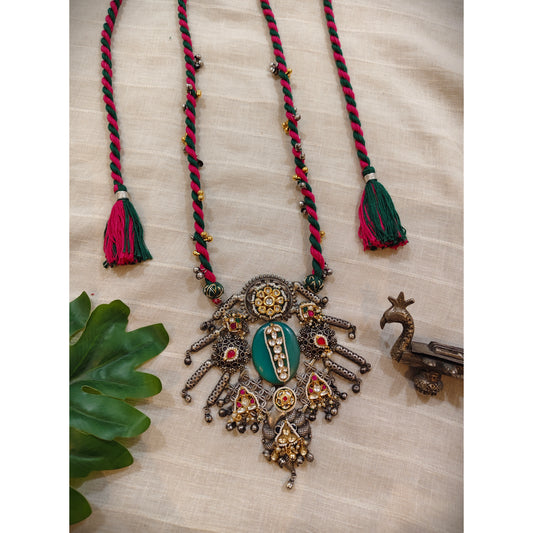 Beautiful Designer Fusion Pendant With Kundan Detailing Long Necklace