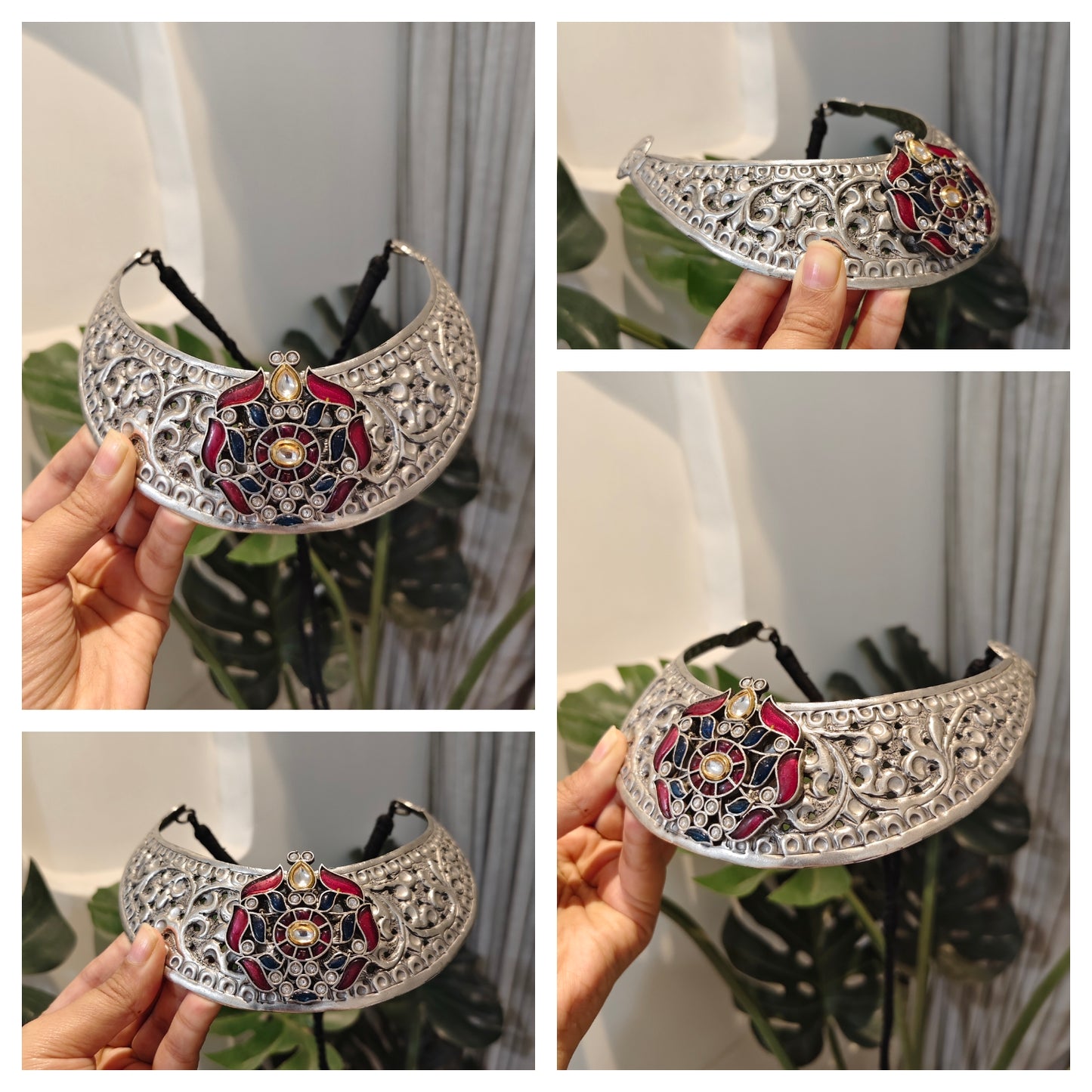 Beautiful Designer Kempstone Detailing Chitai Work Neckpiece