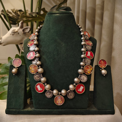 Beautiful Designer Painting Mix With Paatri Necklace & Earrings