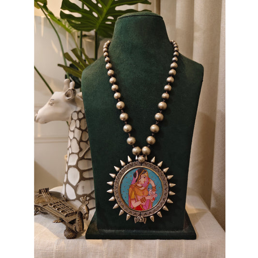 Beautiful Designer Painting Pendant Ball Chain Necklace