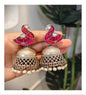 Beautiful Designer Kempstone Peacock Jhumka