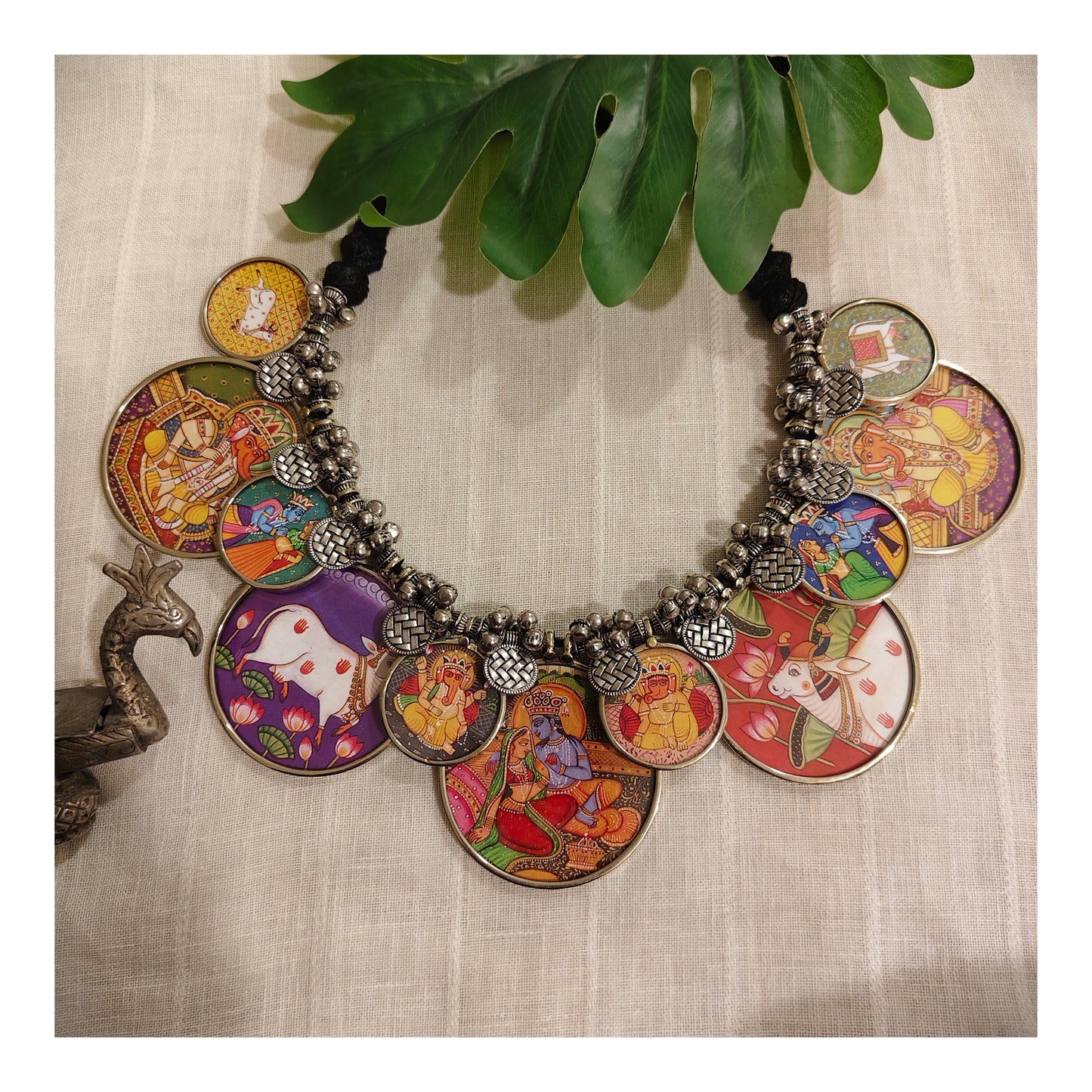 Beautiful Designer Painting Mix Overlapping Neckpiece