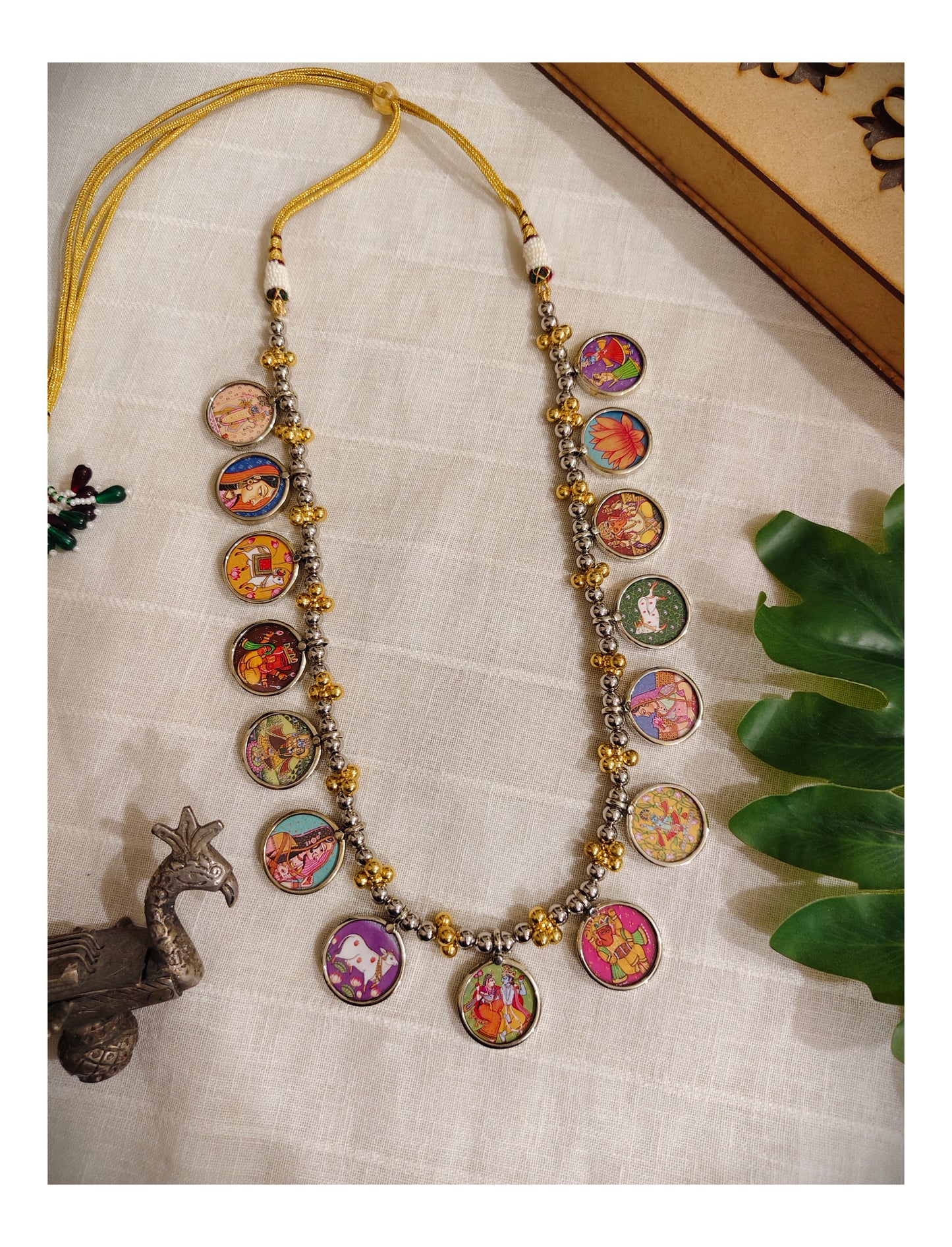 Beautiful Designer Painting Mix Dual Tone Necklace