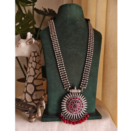 Beautiful Designer Stone Embedded Pendant Long Necklace