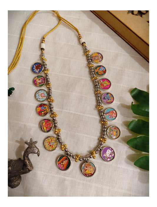 Beautiful Designer Painting Mix Dual Tone Necklace