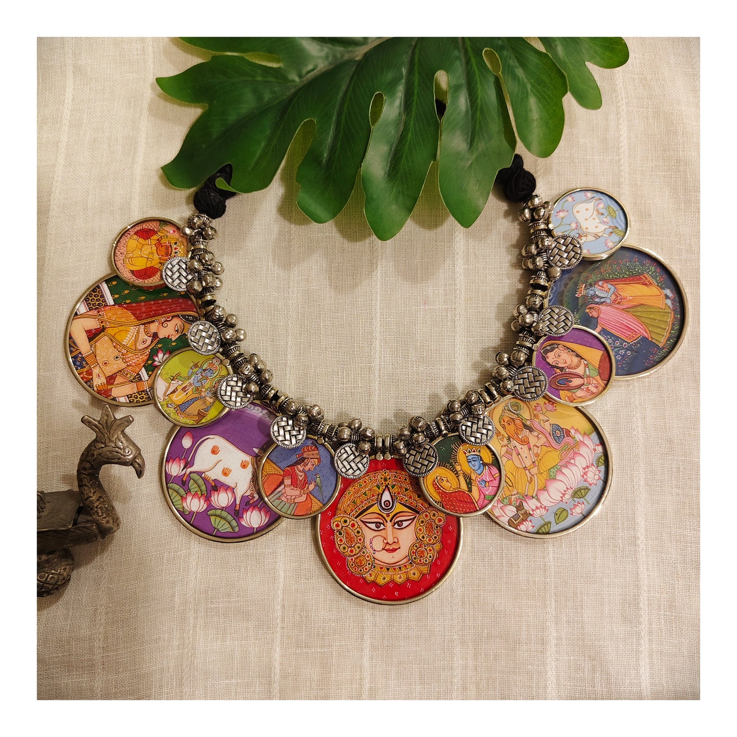 Beautiful Designer Painting Mix Overlapping Neckpiece